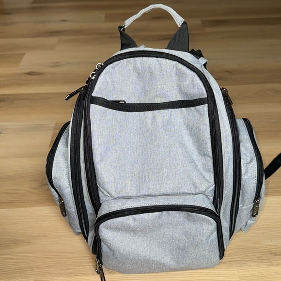 Mancro Diaper Bag Backpack Gray Waterproof Multicompartments Insulated Pockets - Picture 6 of 13